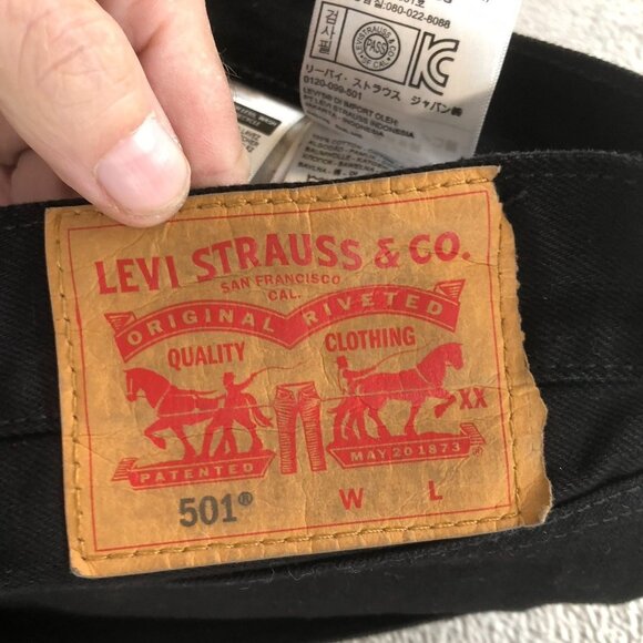Levi's Men's Jeans Size 44x29 501 Straight Leg Relaxed Classic Casual Black Deni - Picture 5 of 12
